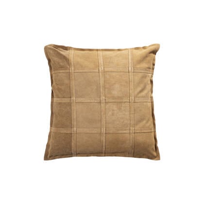 PTMD Cobie Camel Suede Leather Cushion Square L Bruin