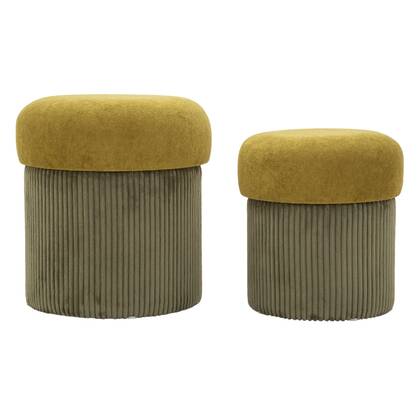 Set van 2 poef container groen cm ø 42x44-35x37
