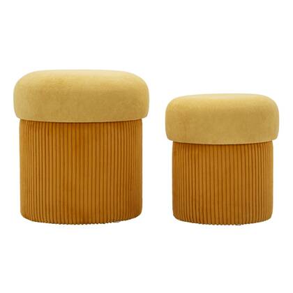 Set van 2 poefs container mosterd cm ø 42x44-35x37 Geel