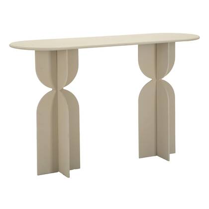 Crèmekleurige metalen console cm 120x40x75,5 Beige