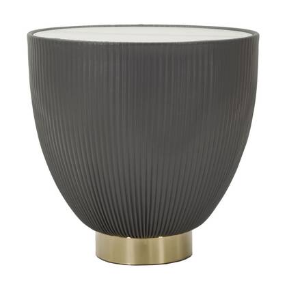 Salontafel in kunstleer en marmeren blad cm ø 46x45 Grijs