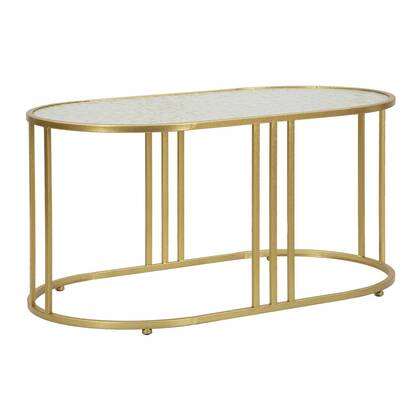 Salontafel in kleurig metaal en glas cm 90x50x45 Goud