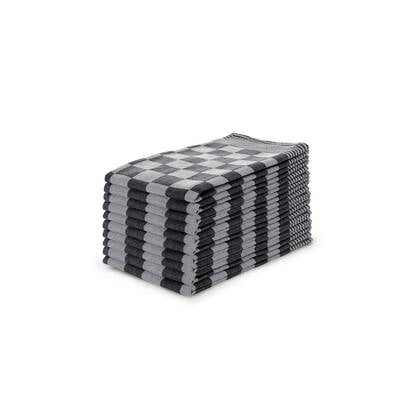 Eleganzzz Theedoekenset Blok 65x65cm - |wit - set van 10 Zwart