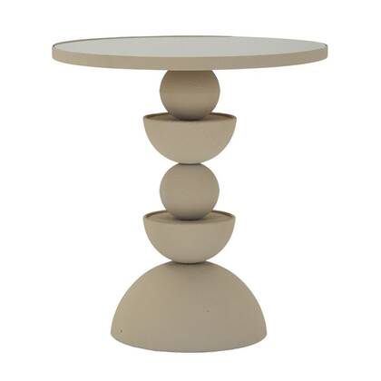 Crèmekleurige metalen salontafel en spiegel cm ø 40,5x42 Beige