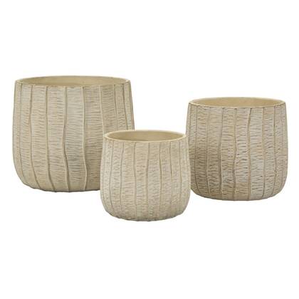 Crèmekleurige keramische vazen set van 3 stuks cm 30,5x27-25x22,2-19,5x18 Beige