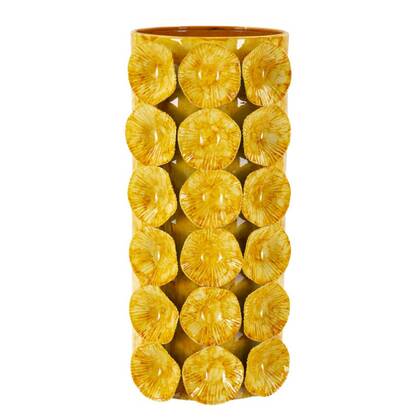 Gele metalen vaas cm 16x15x33
