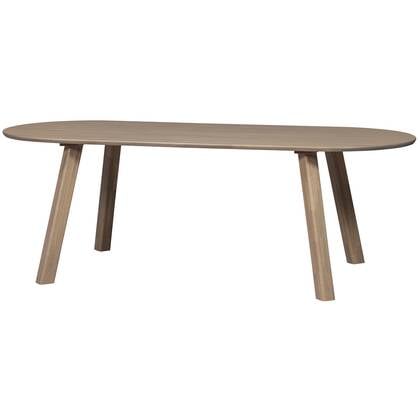 WOOOD Tablo Eettafel Ovaal Vingerlas - Eiken - Pebble Grey - 220x90 Grijs