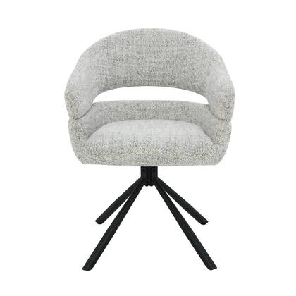 Livingfurn - Eetkamerstoel Licht Stof - Zithoogte 51cm - Linn - Set van 2 Grijs