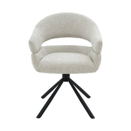 Livingfurn - Eetkamerstoel Beige Stof - Zithoogte 51cm - Linn - Set van 2
