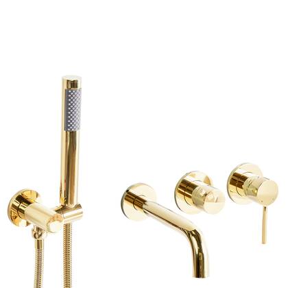 Beliani - JAVIRA - Wandgemonteerde badmengkraan - Goud - Messing