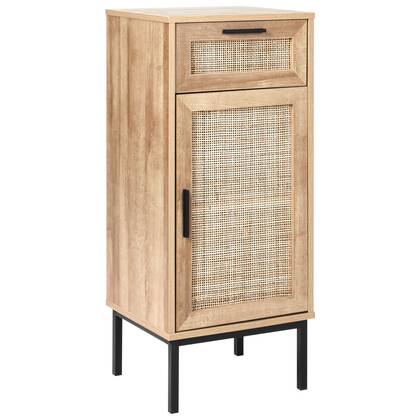 Beliani-ROSELL-Staande badkamerkast-Lichthout-40 x 92 cm-Vezelplaat Bruin