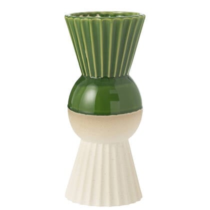 J-Line Vaas Reya Porselein Wit|Groen Large Multicolor