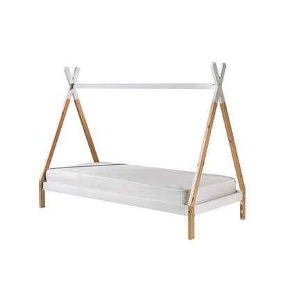 Vipack Tipi Eenpersoonsbed 90 x 200 cm - Naturel Wit Bruin, Wit