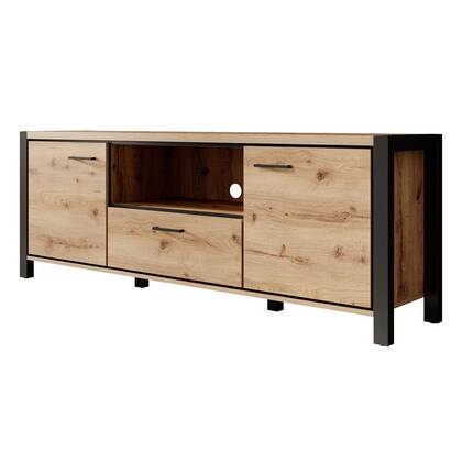Meubella - TV-Meubel Acapulco - Eiken - Zwart - 180 cm Bruin, Zwart