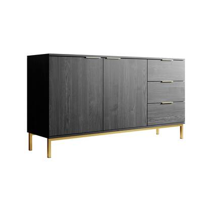 Meubella - Dressoir Ponchi - Zwart eiken - 150 cm