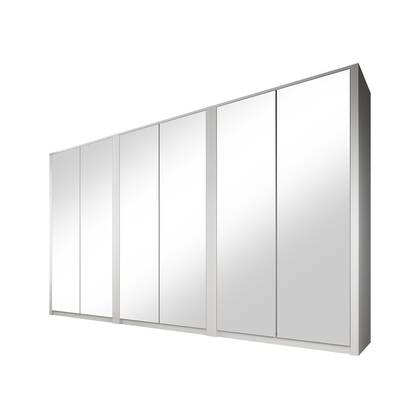 Meubella - Kledingkast Malibu - Wit - 339 cm - Met spiegel
