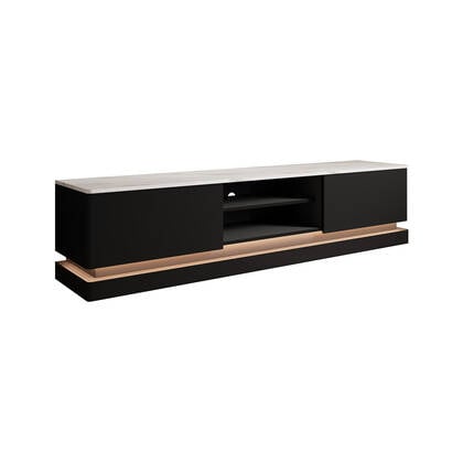 Meubella - TV-Meubel Daley - Zwart - 190 cm - Met LED