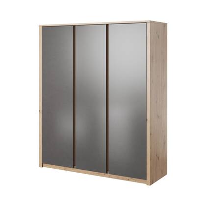 Meubella - Kledingkast Melody - Grijs - Eiken - 166 cm Bruin, Grijs