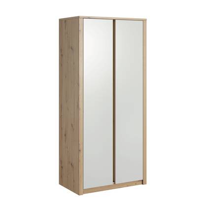Meubella - Kledingkast Melody - Wit - Eiken - 90 cm Bruin, Wit