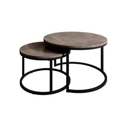 Meubella - Salontafel Rica - Zwart marmerlook - Set van 2