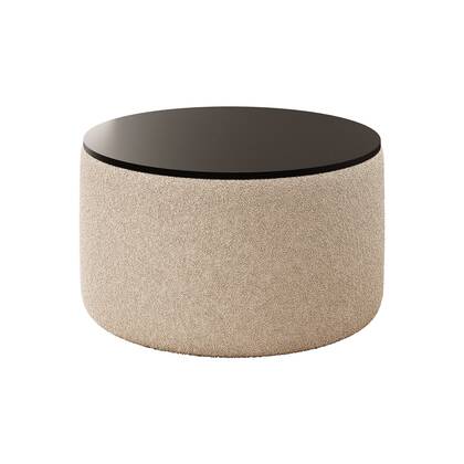Meubella - Salontafel Marcio - Beige teddystof - Boucle - 75 cm