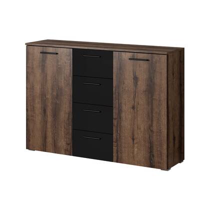 Meubella - Dressoir Brown - Eiken - 132 cm Bruin, Zwart