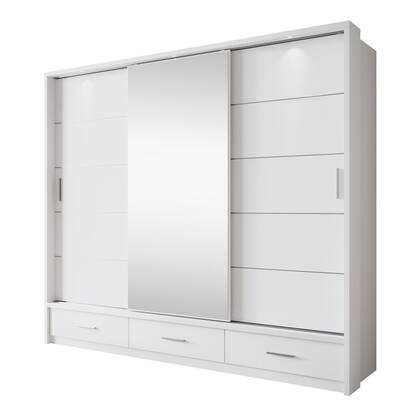 Meubella - Kledingkast Autumn - Wit - 250 cm - Met spiegel