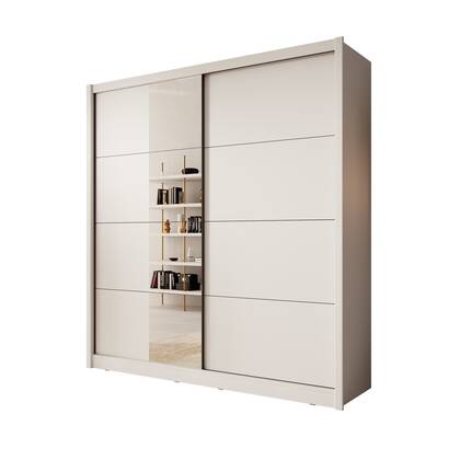 Meubella - Kledingkast Azul - Wit - 205 cm - Met spiegel