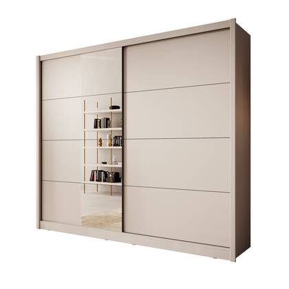 Meubella - Kledingkast Azul - Beige - 251 cm - Met spiegel