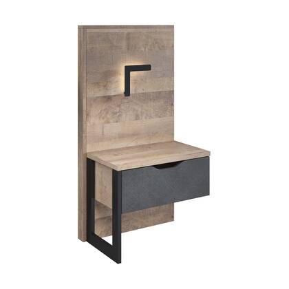Meubella - Nachtkastje Acasia - Grijs - Eiken - 52 cm - set van 2 Bruin, Grijs