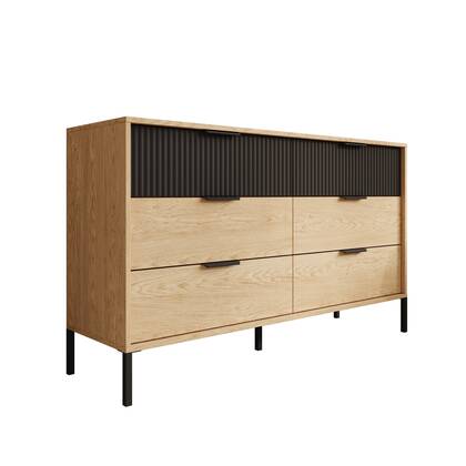 Meubella - Ladekast Bogota - Eiken - Zwart - 137 cm Bruin