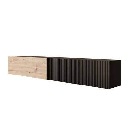 Meubella - TV-Meubel Caius - Zwart - Eiken - 200 cm