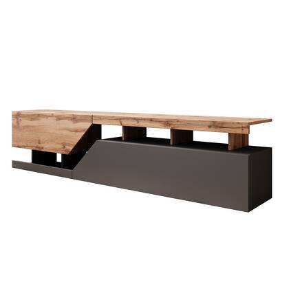 Meubella - TV-Meubel Canberra - Eiken - Antraciet - 200 cm Antraciet, Bruin