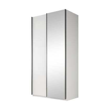 Meubella - Kledingkast Rocky - Wit - 100 cm - Met spiegel