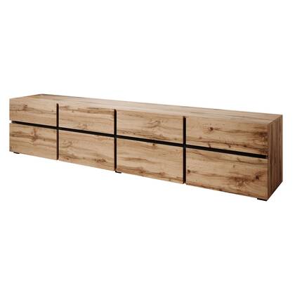 Meubella - TV-Meubel Cainan - Eiken - Zwart - 225 cm Bruin