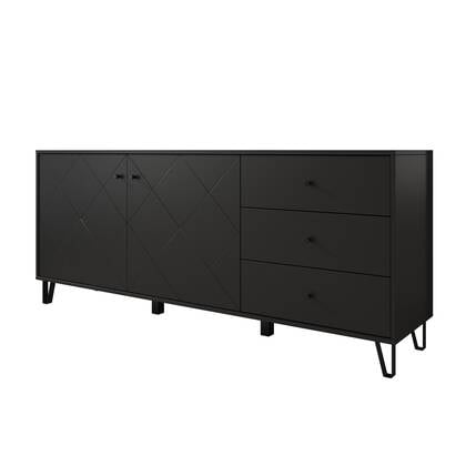 Meubella - Dressoir Barlo - Mat Zwart - 183 cm