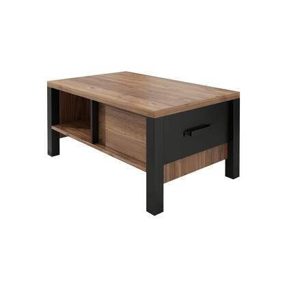 Meubella - Salontafel Olivia - Zwart - Eiken - 90 cm Bruin, Zwart