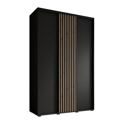 Meubella - Kledingkast Leandro - Zwart - 150 cm Bruin, Zwart