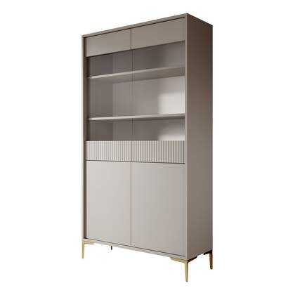 Meubella - Vitrinekast Five - Beige - 103 cm