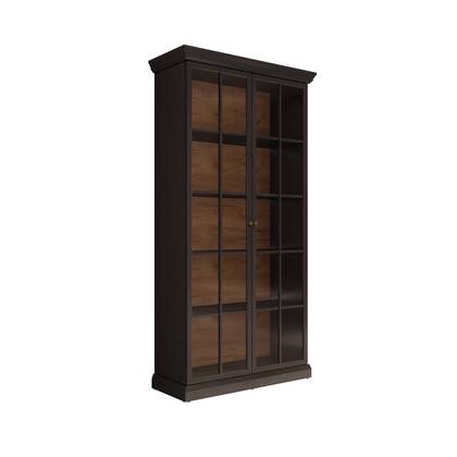 Meubella - Vitrinekast Leroy - Zwart eiken - 102 cm
