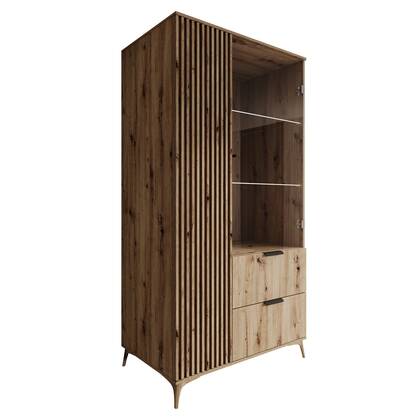 Meubella - Vitrinekast Evy - Eiken - 100 cm Bruin