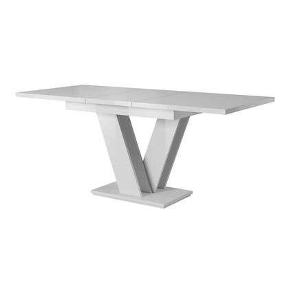 Meubella - Eetkamertafel Moris - Hoogglans - 160 cm - Uitschuifbaar Wit