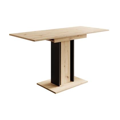Meubella - Eetkamertafel Wendel - Eiken - Zwart - 140 cm - Uitschuifbaar Bruin, Zwart