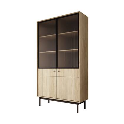 Meubella - Vitrinekast Jules 1 - Eiken - 104 cm Bruin