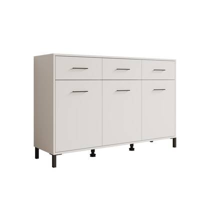 Meubella - Dressoir Vidor - Wit - 138 cm - 3 lades