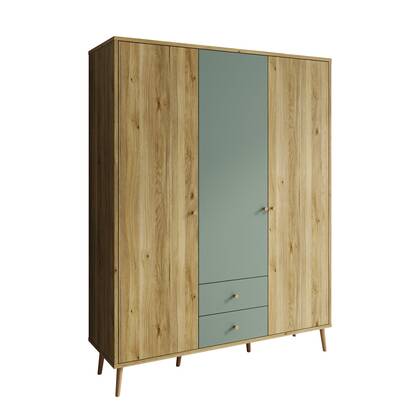 Meubella - Kledingkast Wally - Groen - 154 cm Bruin