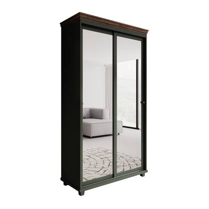 Meubella - Kledingkast Eric - Groen - 120 cm - Met spiegel