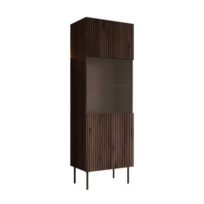 Meubella - Vitrinekast Tartagal - Donker eiken - 60 cm Bruin
