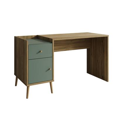 Meubella - Bureau Wally - Groen - 140 cm Bruin