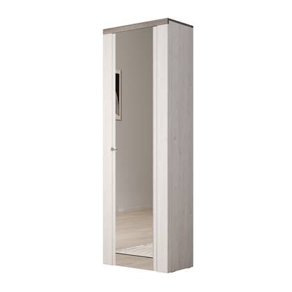 Meubella - Schoenenkast Linford - Wit eiken - 65 cm - Met spiegel